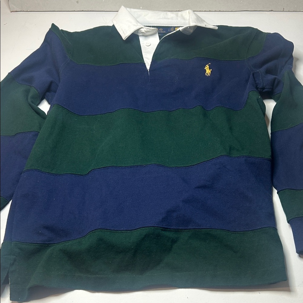 Polo by Ralph Lauren Men's Striped Green and Blue rugby